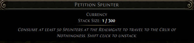 MMOJUGG Path of Exile 2 Petition Splinter * 50 Details View of Item Function and Use